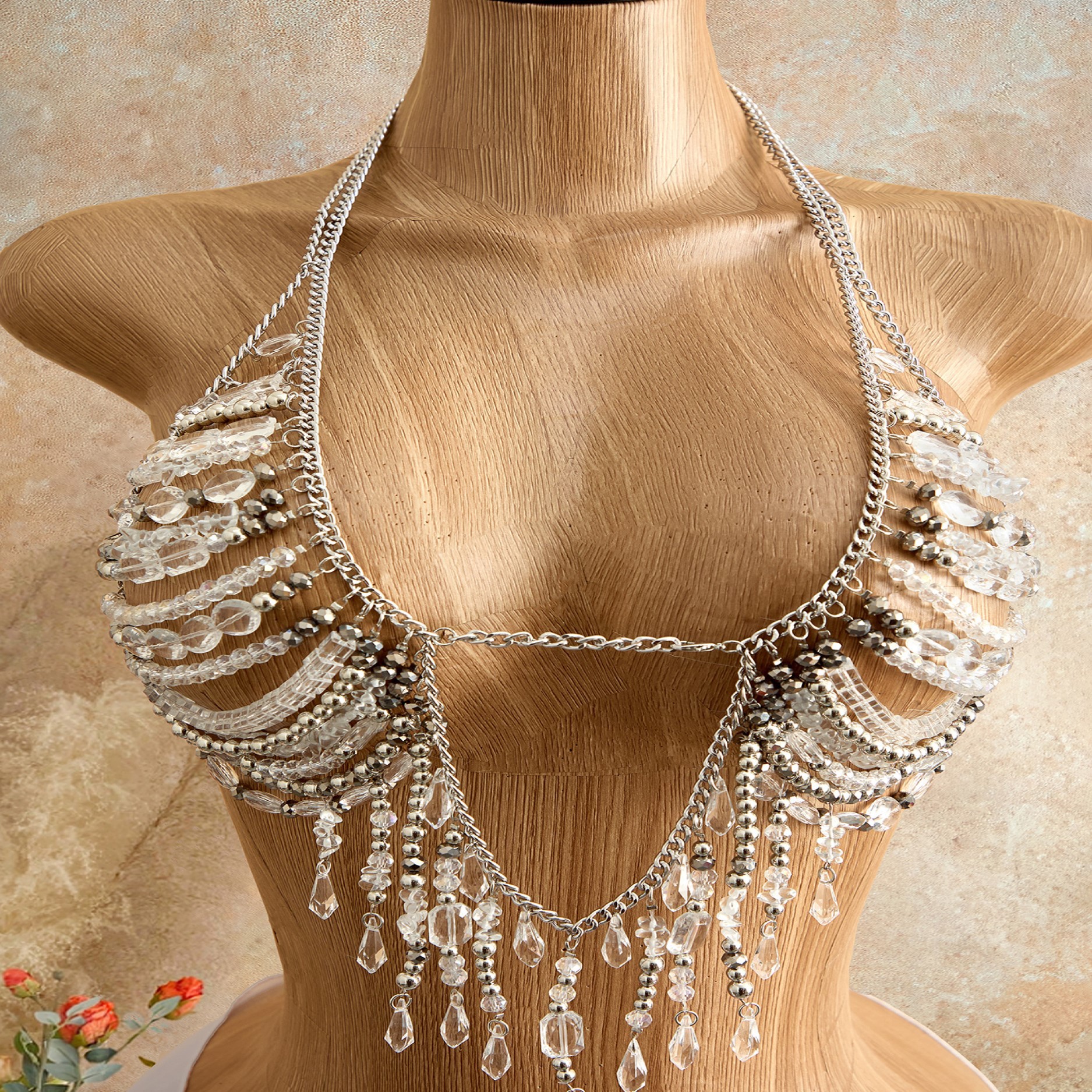 Body Jewelry Vest - Deep-v Neck Tank Vest Tops Beaded
