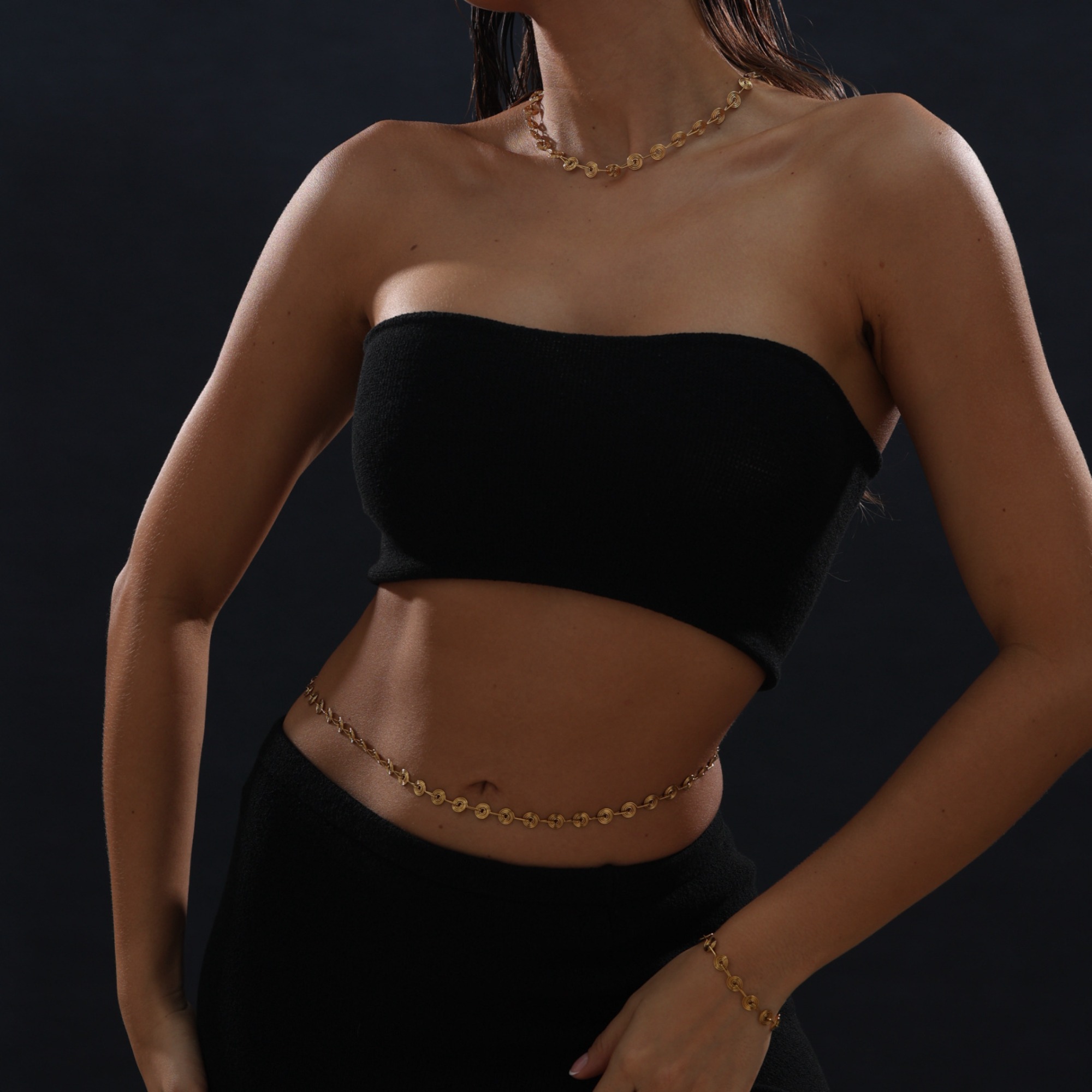 Body Jewelry Gold Plated - Stainless Steel Plated 18k Gold Spiral