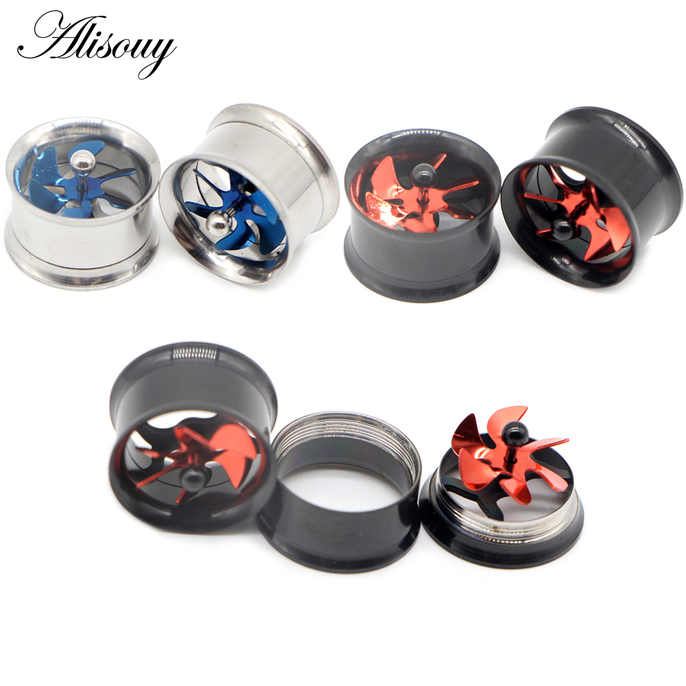 Body Jewelry Ear Plugs - Alisouy 2Pcs Screw Propeller Ear Tunnel