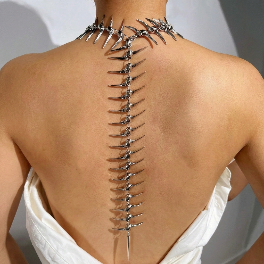 Body Jewelry For Backless Dress - Avant Garde Gold Spine Back Chain