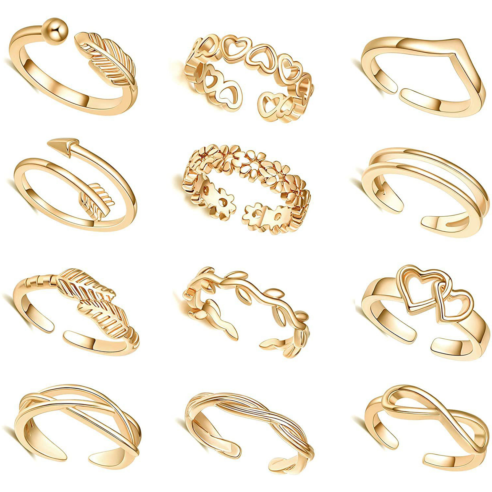 Body Jewelry Rings - 10/12Pcs Toe Rings for Women Open