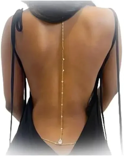 Body Jewelry For Backless Dress - Sexy Rhinestone Back Chain Necklace, Suitable