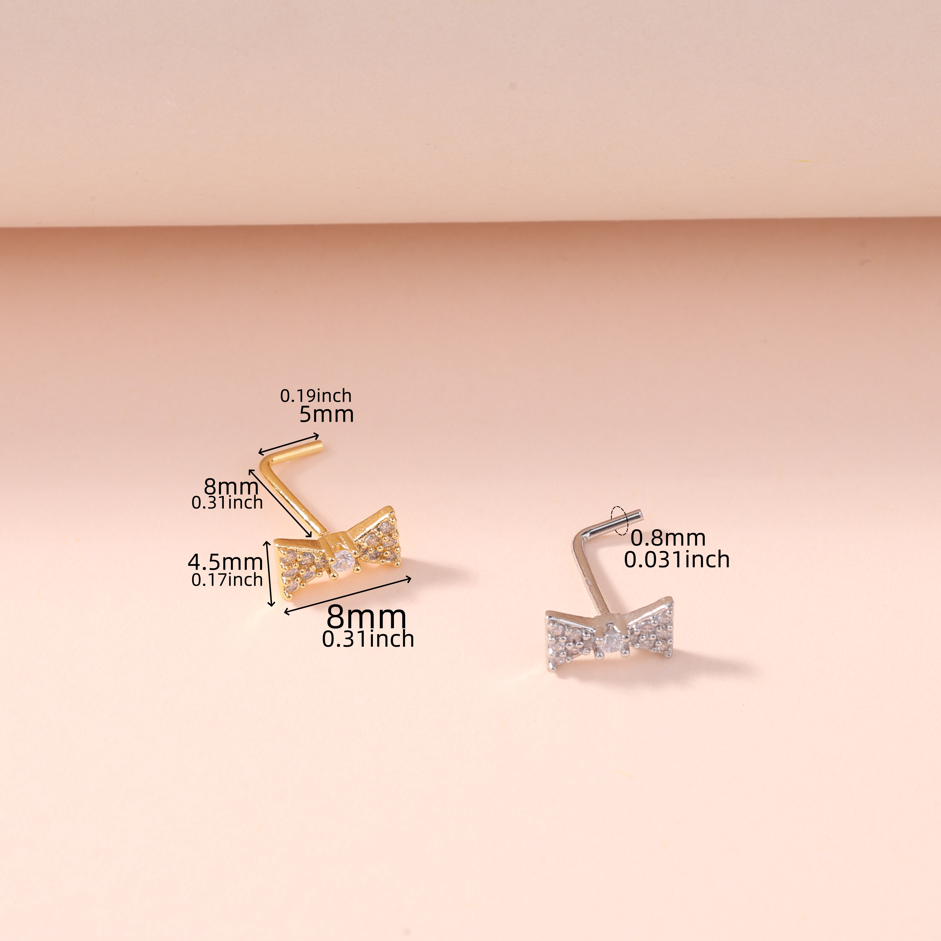 1Pcs Nose Stud Rings L Screw S - Body Jewelry Rings のレビューと価格