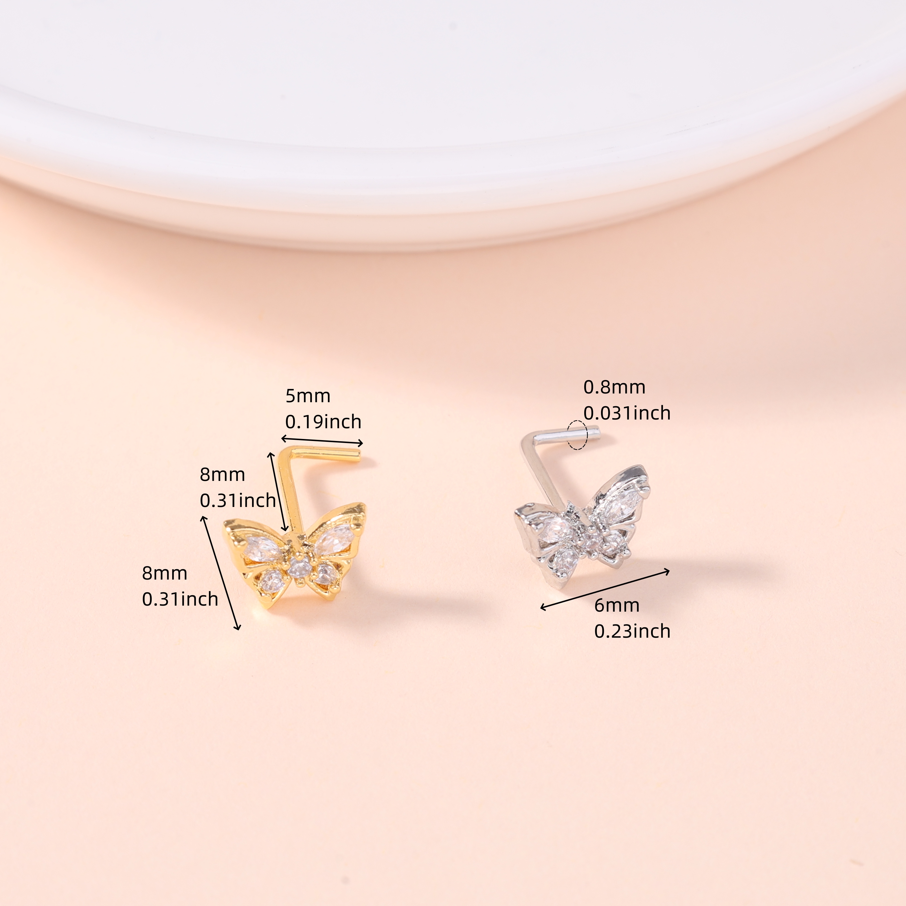 1Pcs Nose Stud Rings L Screw S - Body Jewelry Rings のレビューと価格