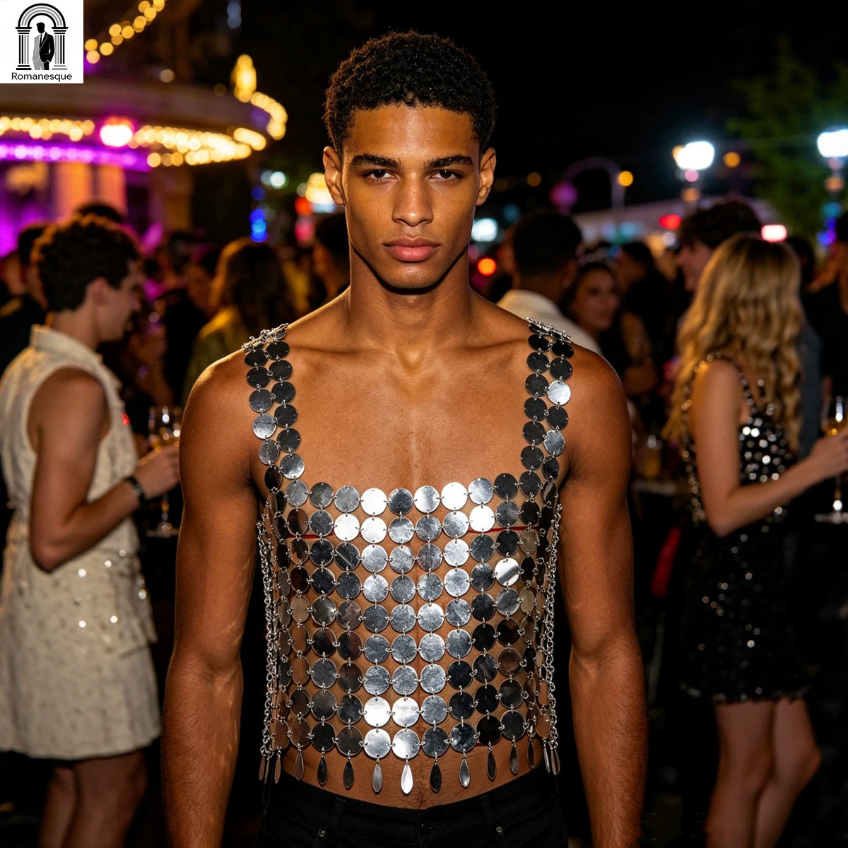 Fashion Men's Sparkly Disc Cha - Body Jewelry Vest のレビューと価格