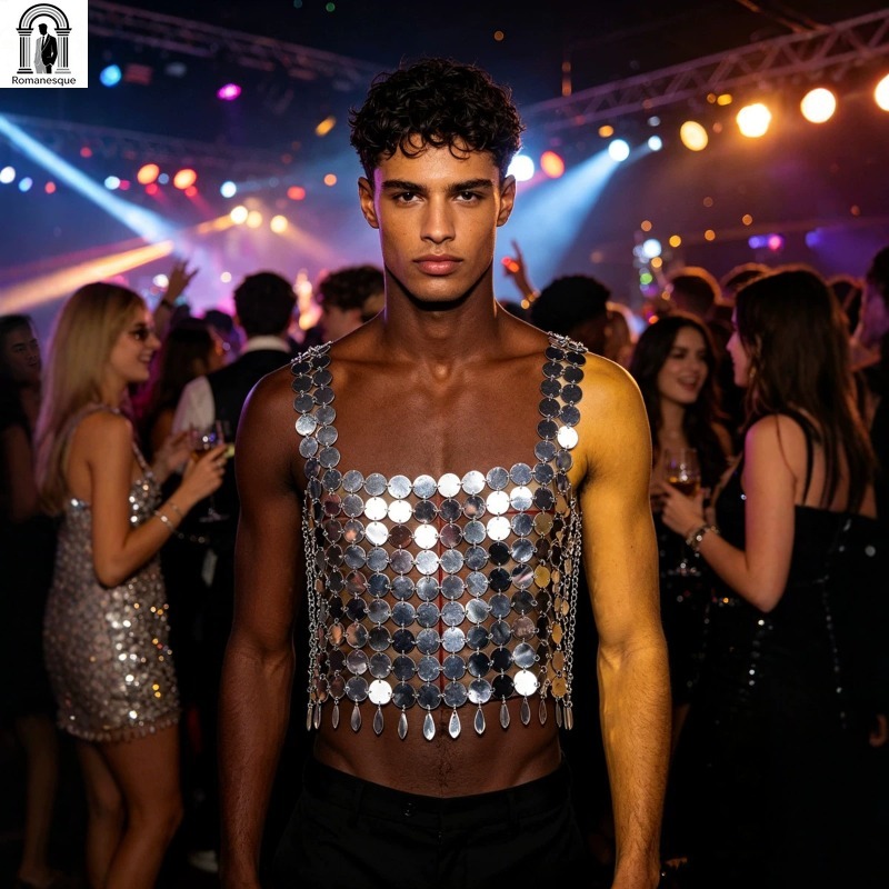 Fashion Men's Sparkly Disc Cha - Body Jewelry Vest のレビューと価格