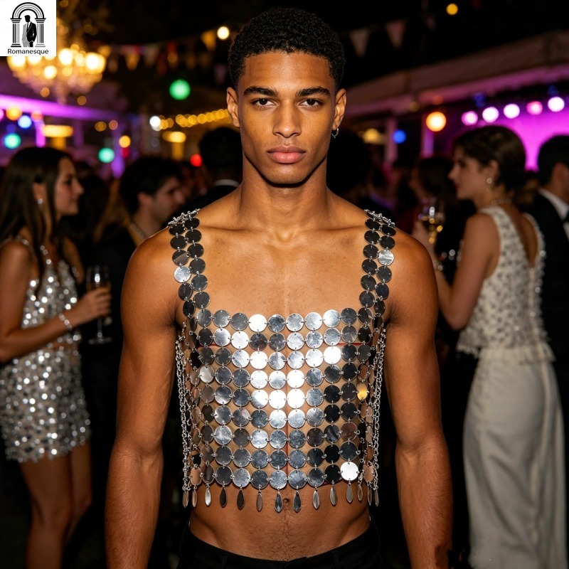Fashion Men's Sparkly Disc Cha - Body Jewelry Vest のレビューと価格