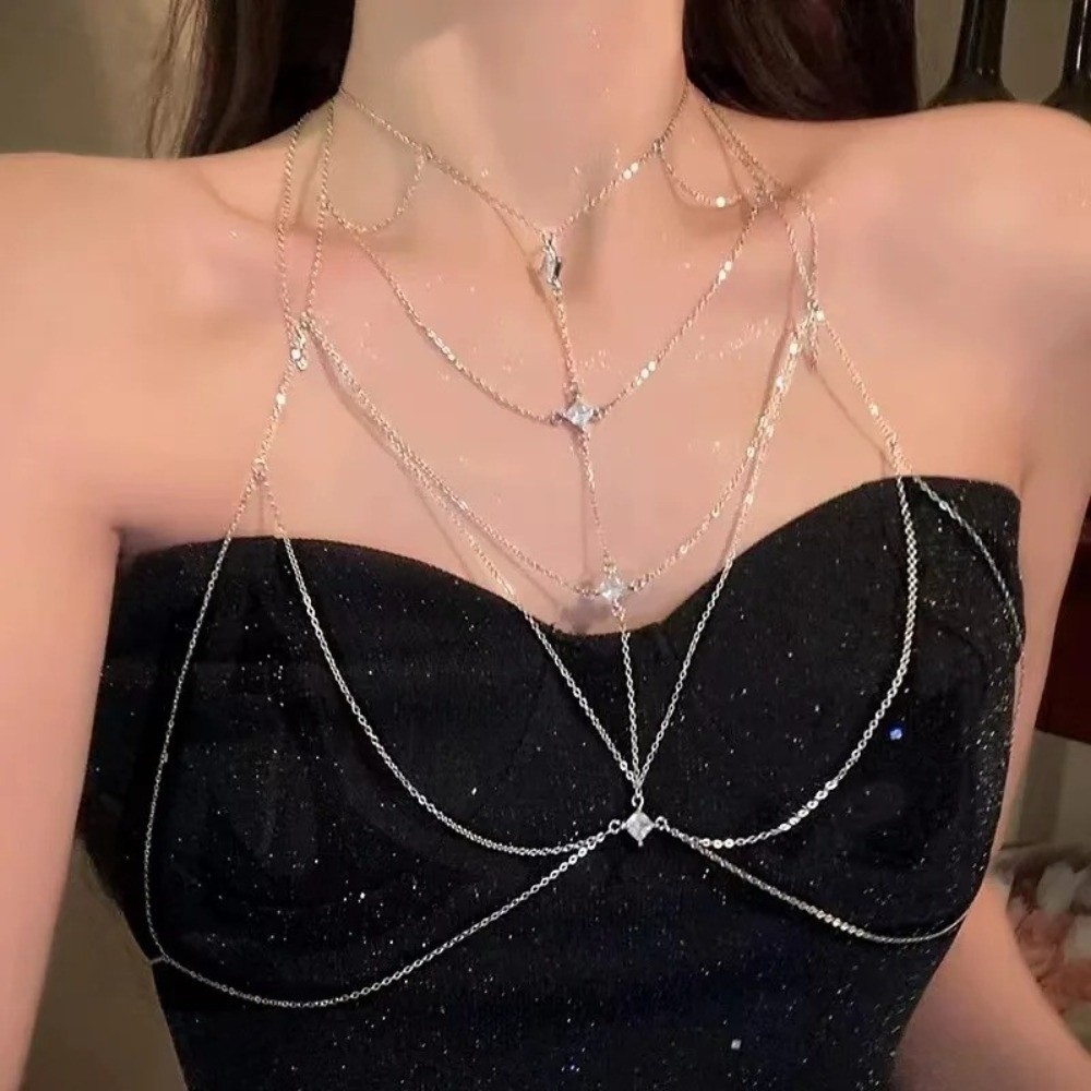 Glitter Rhinestone Bust Chain  - Body Jewelry Luxury のレビューと価格