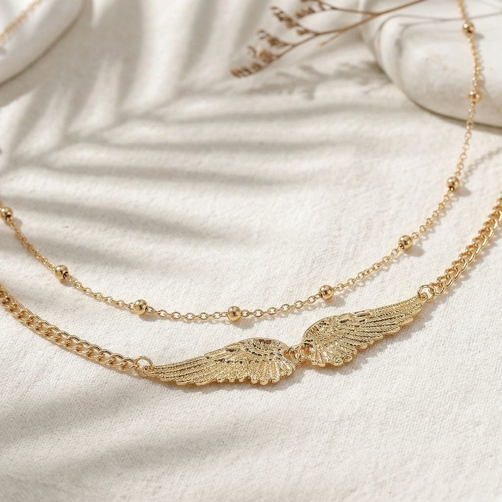 Gift Elegant Double Layer Wing - Body Jewelry Gold のレビューと価格