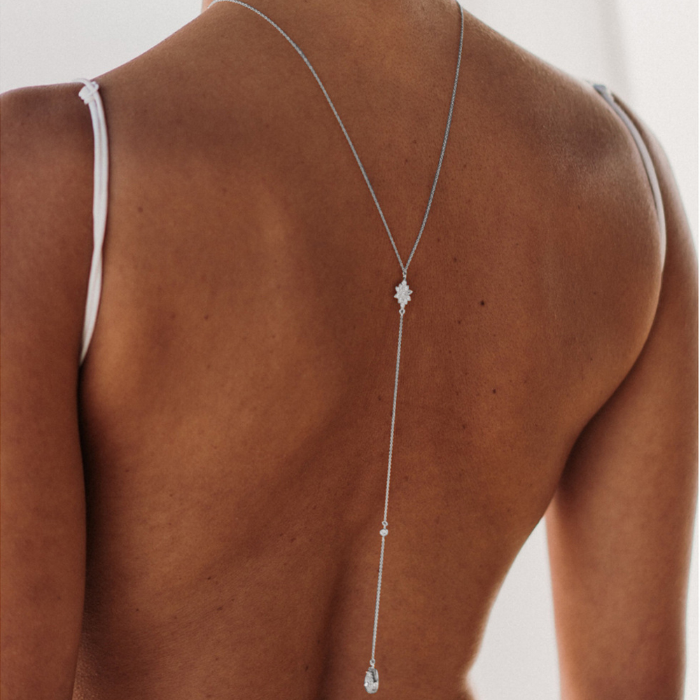 Luxury Zircon Water Drop Back  - Body Jewelry For Backless Dress のレビューと価格