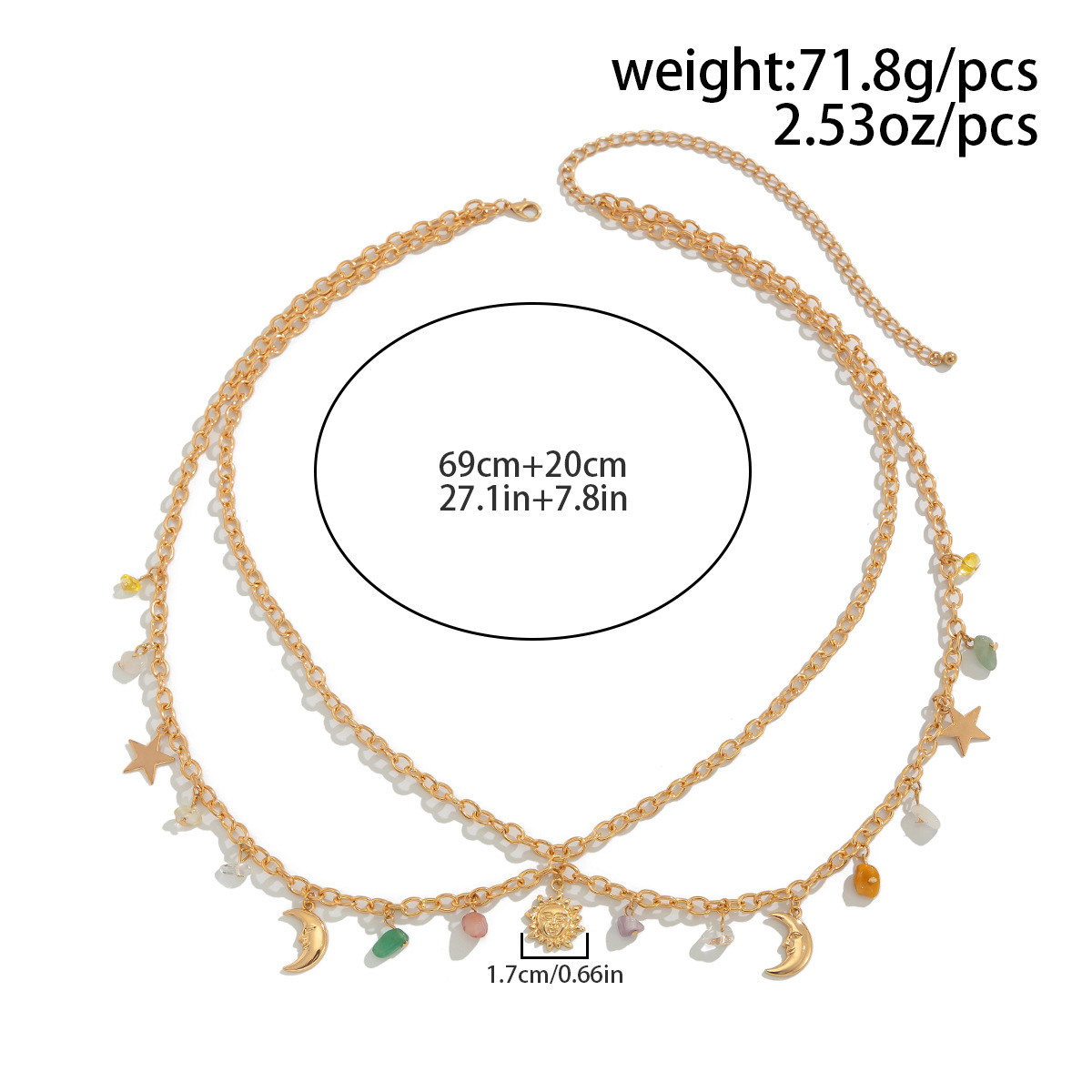 Boho Star Moon Sun Pendant Wai - Body Jewelry Gold のレビューと価格