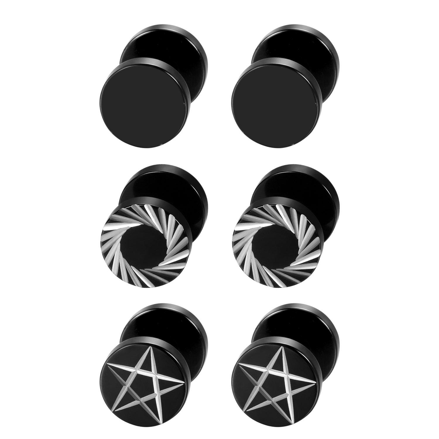 2Pcs/6Pcs Black Stainless Stee - Body Jewelry Ear Plugs のレビューと価格