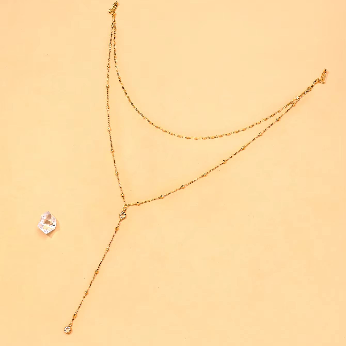 Delicate Gold Plated CZ Beaded - Body Jewelry For Backless Dress のレビューと価格