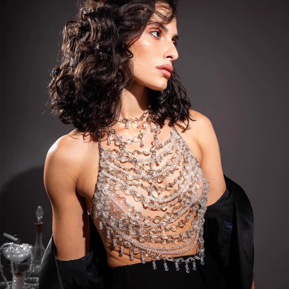 Handmade Beaded Vest Clear Cry - Body Jewelry Vest のレビューと価格
