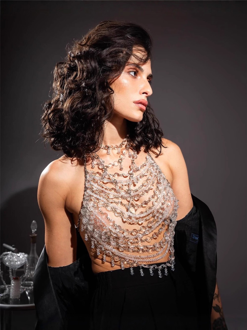 Handmade Beaded Vest Clear Cry - Body Jewelry Vest のレビューと価格