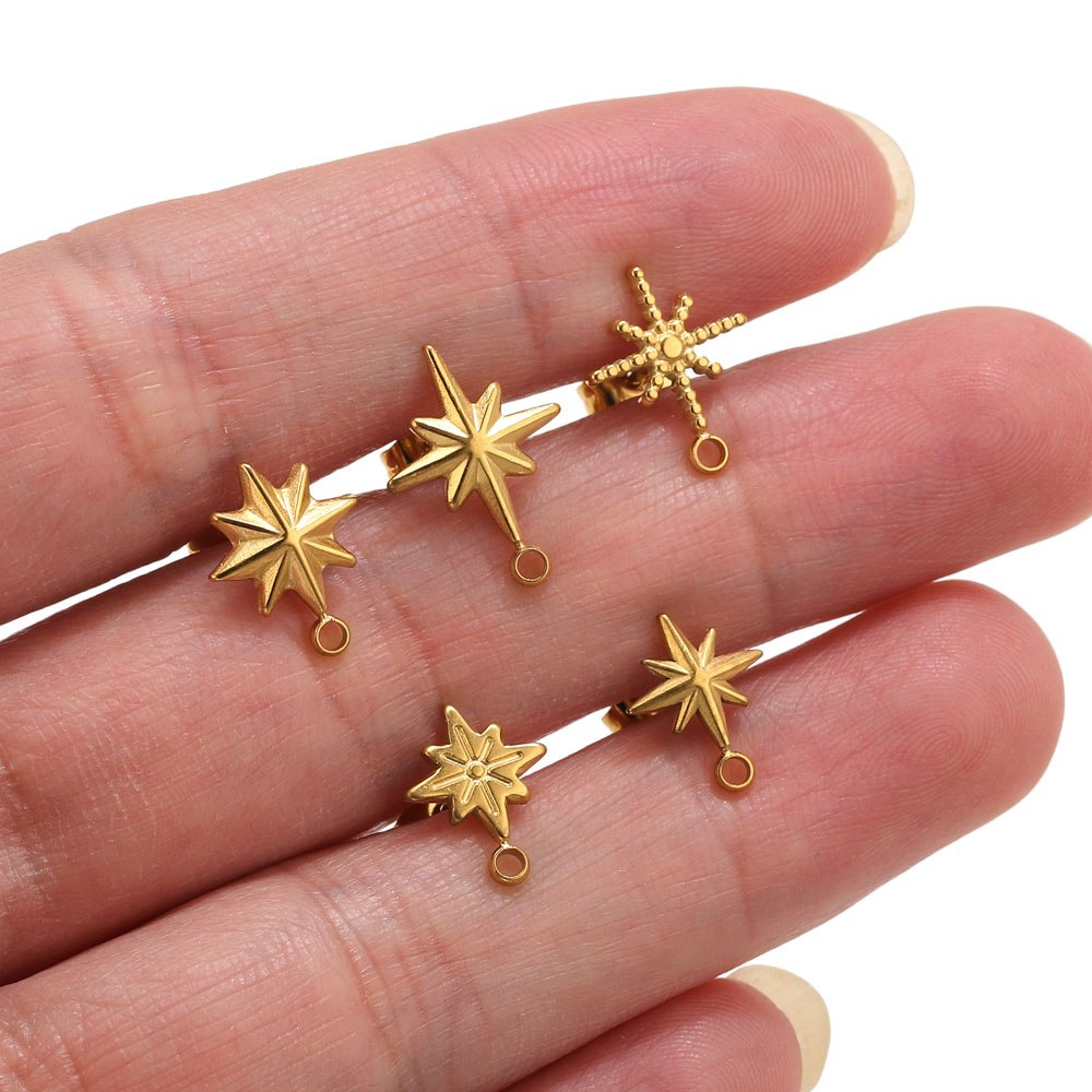 6pcs Stainless Steel Star Earr - Body Jewelry Gold のレビューと価格