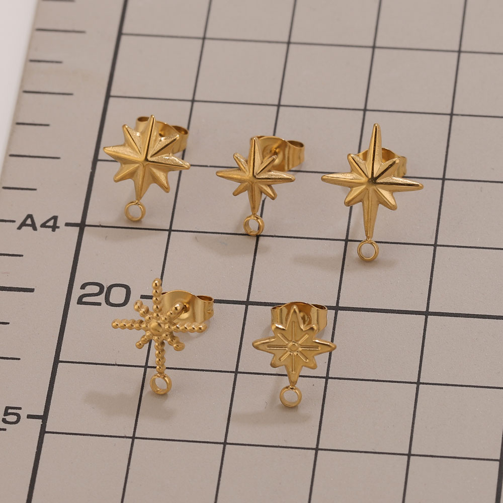6pcs Stainless Steel Star Earr - Body Jewelry Gold のレビューと価格