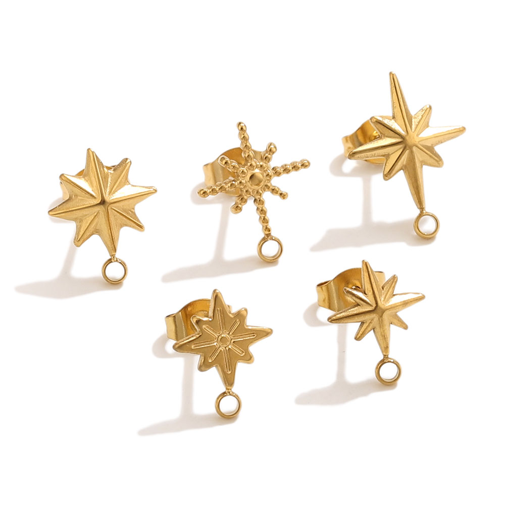 6pcs Stainless Steel Star Earr - Body Jewelry Gold のレビューと価格