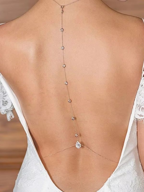 Gold Silver Teardrop Crystal B - Body Jewelry For Backless Dress のレビューと価格