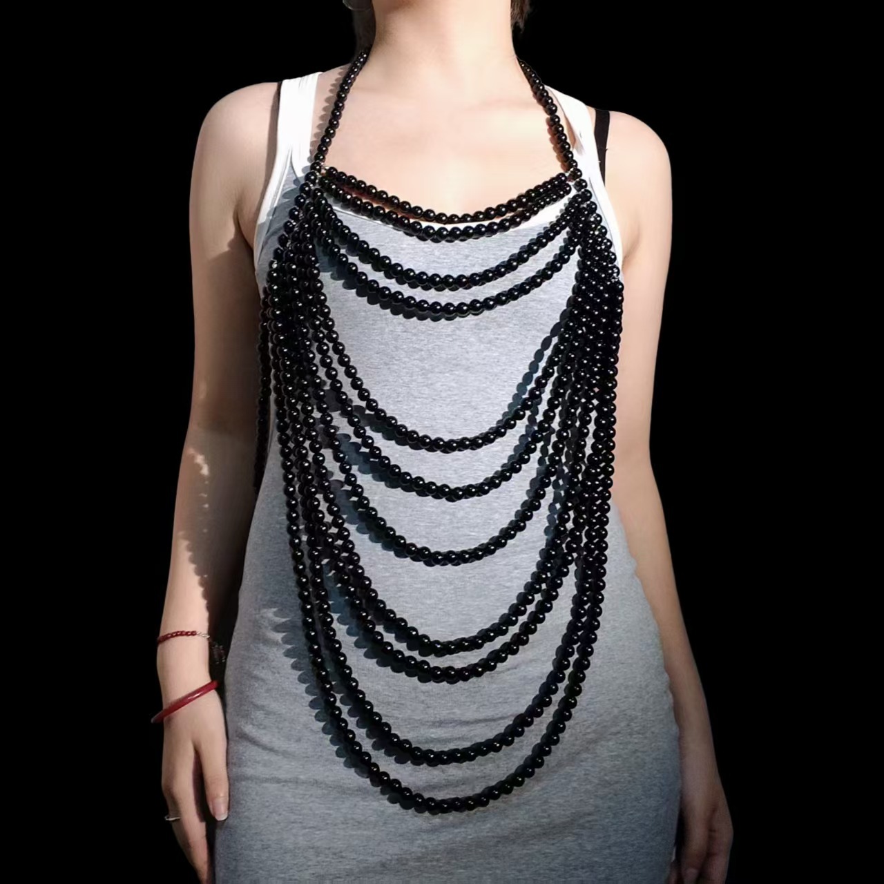 Edgy Punk Black Faux Pearl Sho - Body Jewelry Vest のレビューと価格