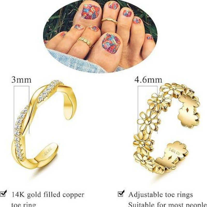 14K Gold-Plated Adjustable Zir - Body Jewelry Rings のレビューと価格