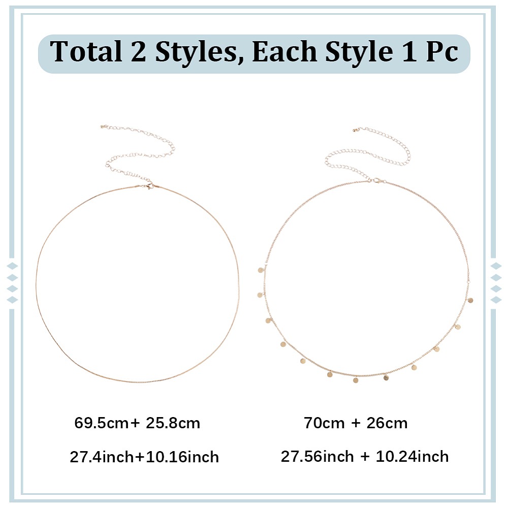 2Pcs Iron Waist Body Chain Bik - Body Jewelry Women のレビューと価格