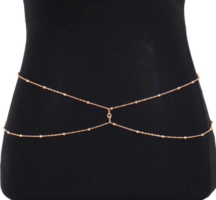 Clear Rhinestone Beaded Belly  - Body Jewelry Gold のレビューと価格