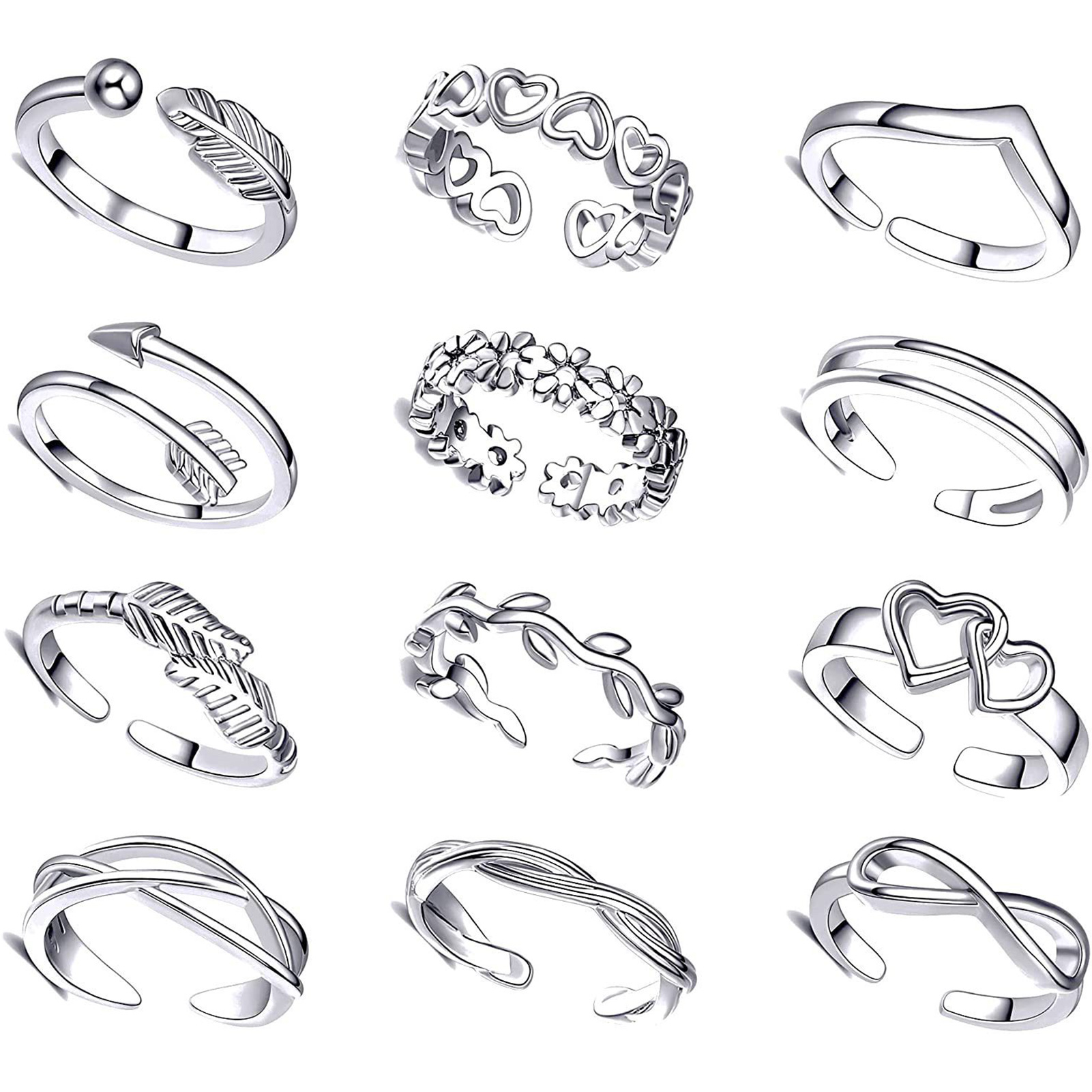 10/12Pcs Toe Rings for Women O - Body Jewelry Rings のレビューと価格