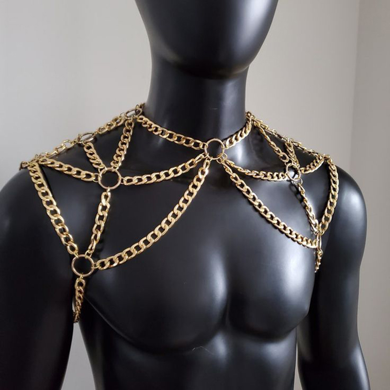 Punk Men Shoulder Body Chain B - Body Jewelry Back のレビューと価格