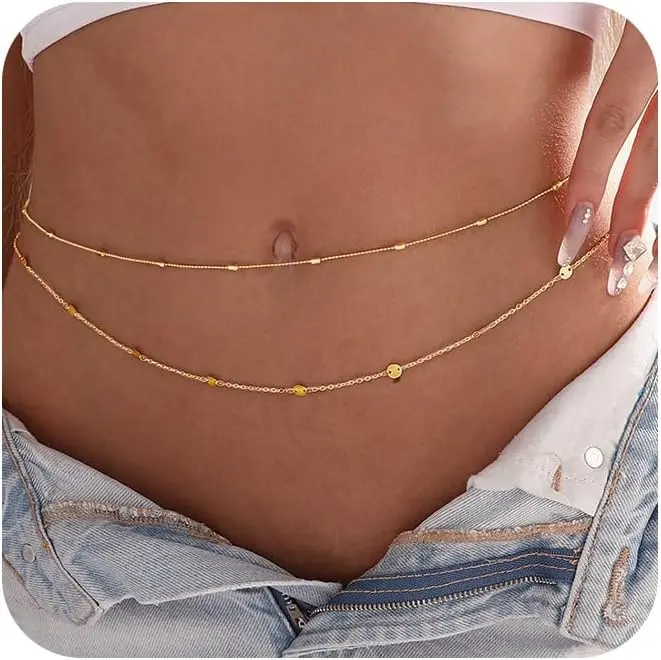 Women Waterproof Body Chain 18 - Body Jewelry Gold Plated のレビューと価格