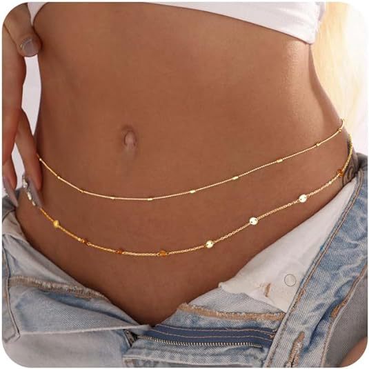 Women Waterproof Body Chain 18 - Body Jewelry Gold Plated のレビューと価格