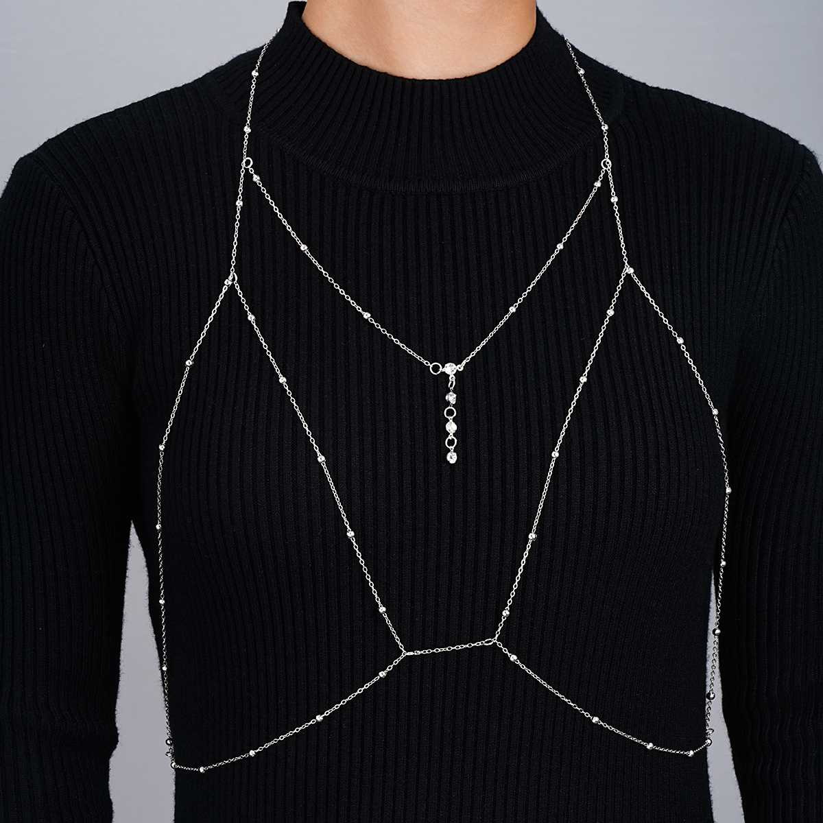 Vintage Silver Color Beaded Cr - Body Jewelry Harness のレビューと価格