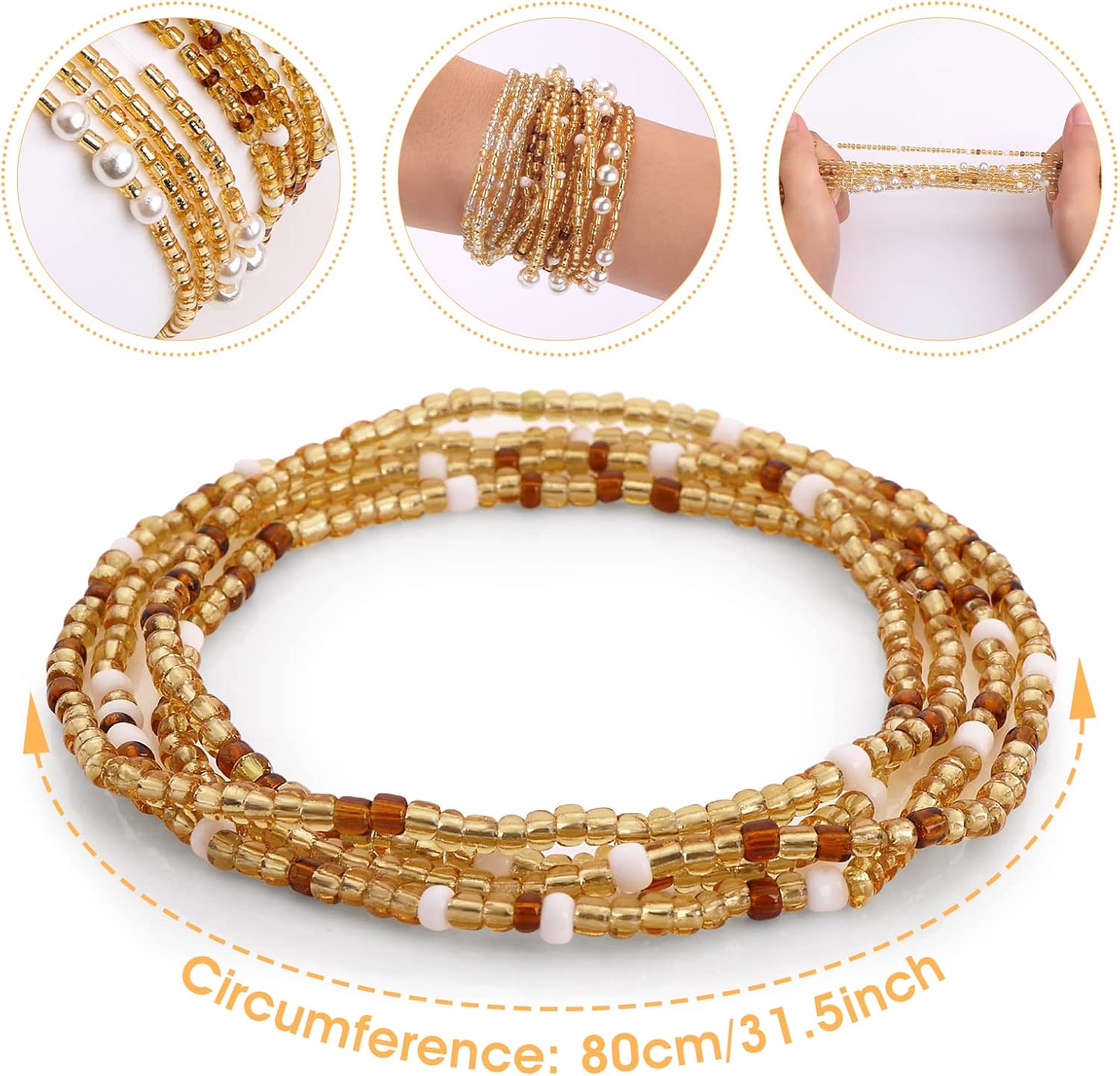 Waist Beads for Women Belly Be - Body Jewelry Gold のレビューと価格