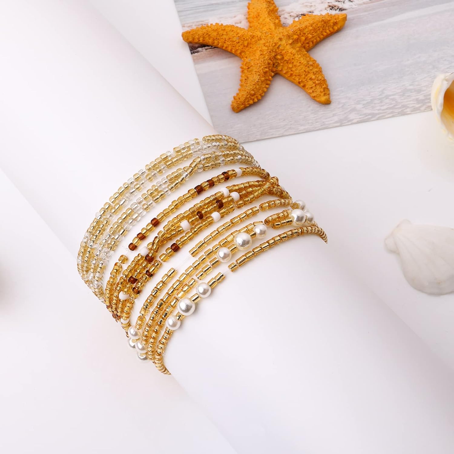 Waist Beads for Women Belly Be - Body Jewelry Gold のレビューと価格