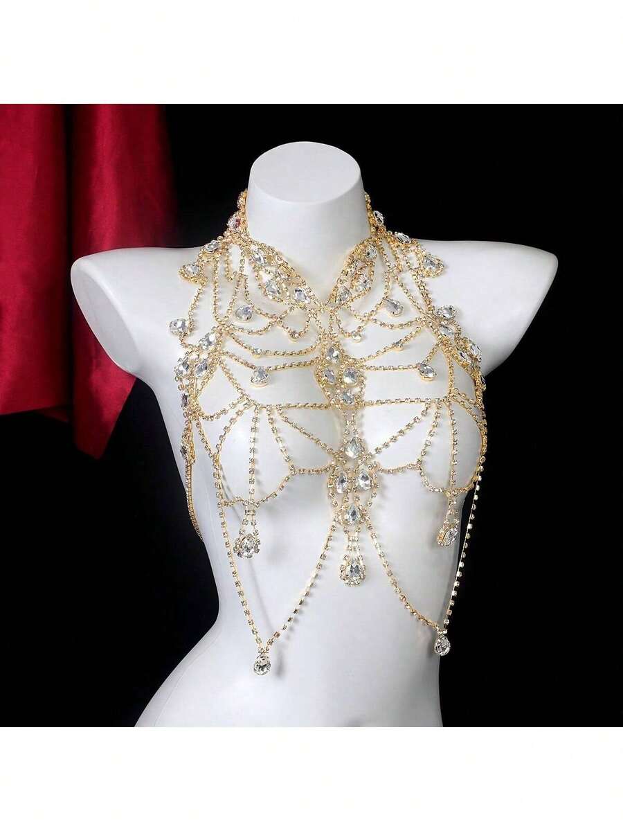 Rhinestone Body Chain Bra Neck - Body Jewelry Women のレビューと価格