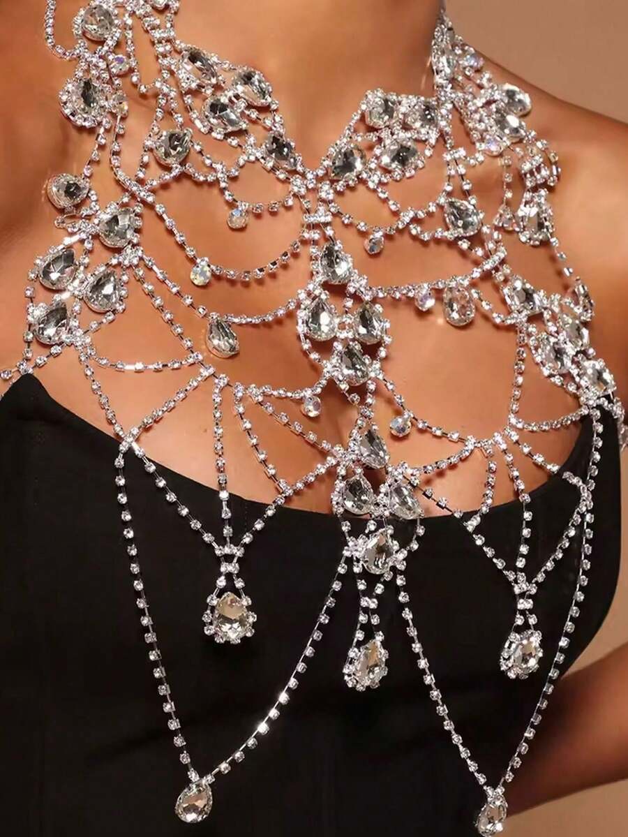 Rhinestone Body Chain Bra Neck - Body Jewelry Women のレビューと価格