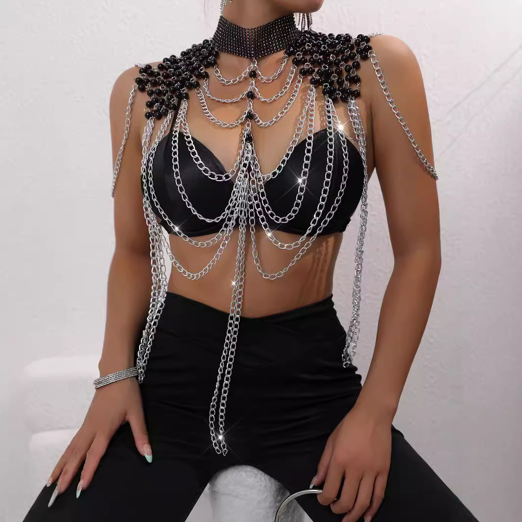 Women Bikini Pearl Vest Chest  - Body Jewelry Vest のレビューと価格