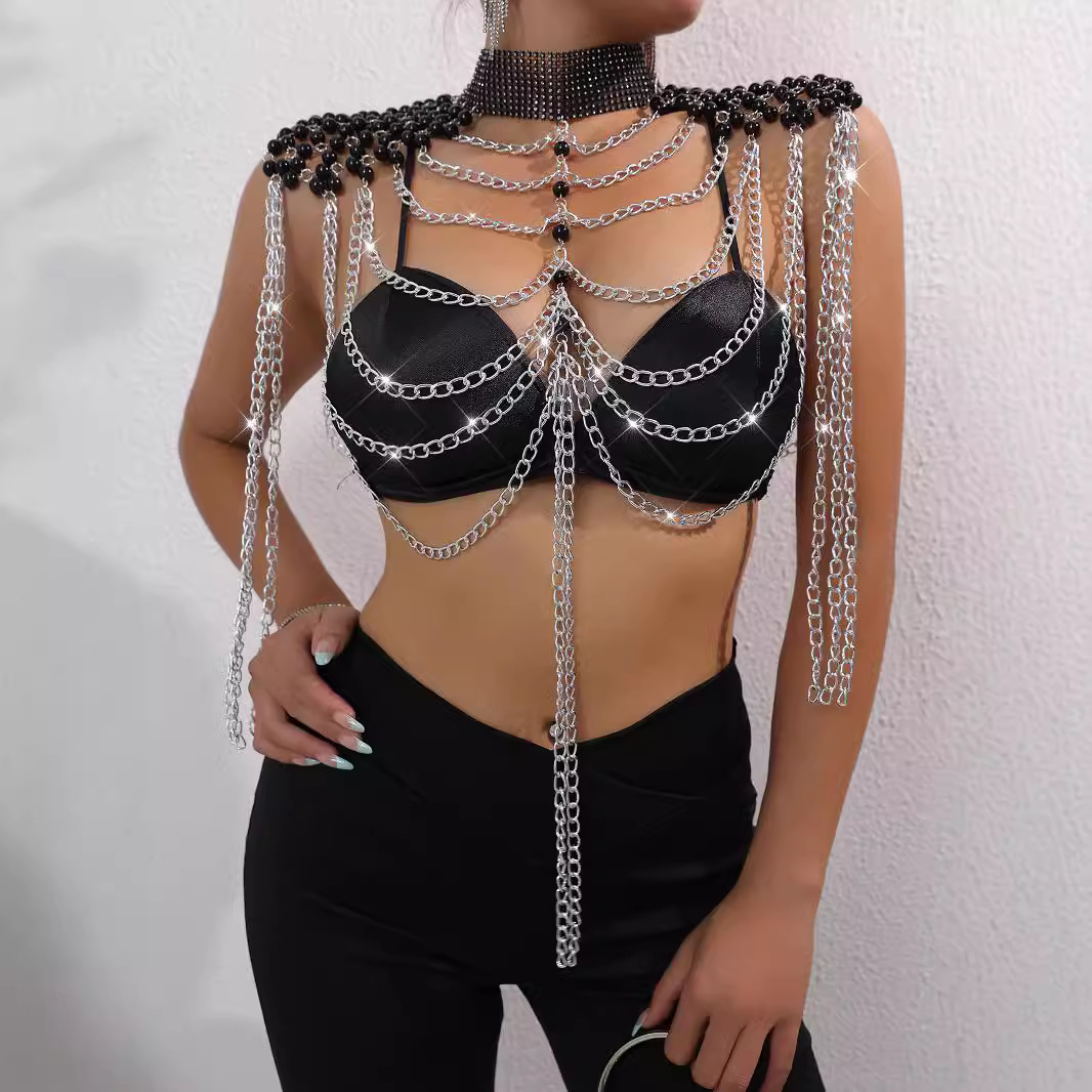 Women Bikini Pearl Vest Chest  - Body Jewelry Vest のレビューと価格