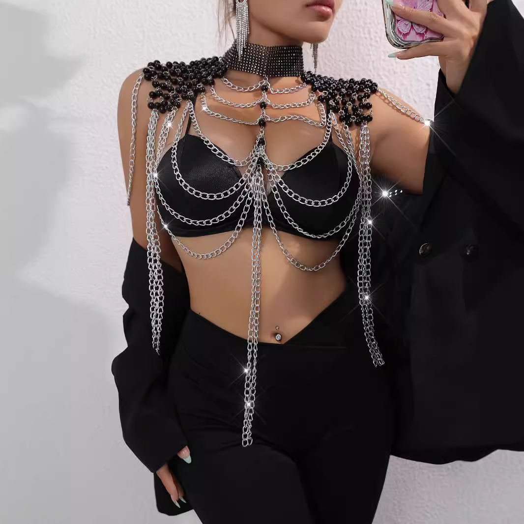 Women Bikini Pearl Vest Chest  - Body Jewelry Vest のレビューと価格