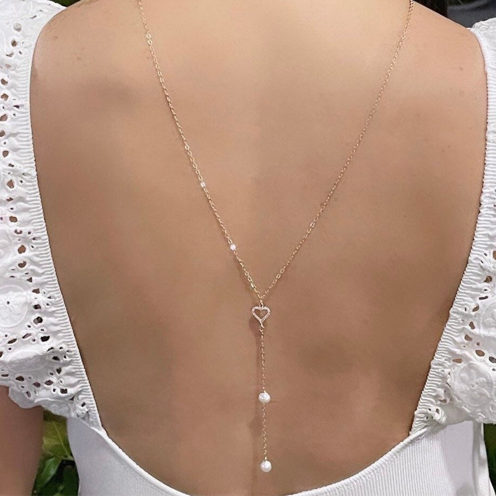 Hollow Heart Bridal Back Chain - Body Jewelry For Backless Dress のレビューと価格