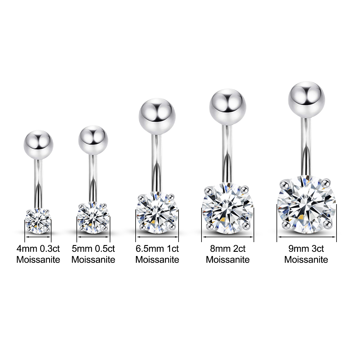 Szjinao 0.3ct To 3ct Moissanit - Body Jewelry On Sale のレビューと価格