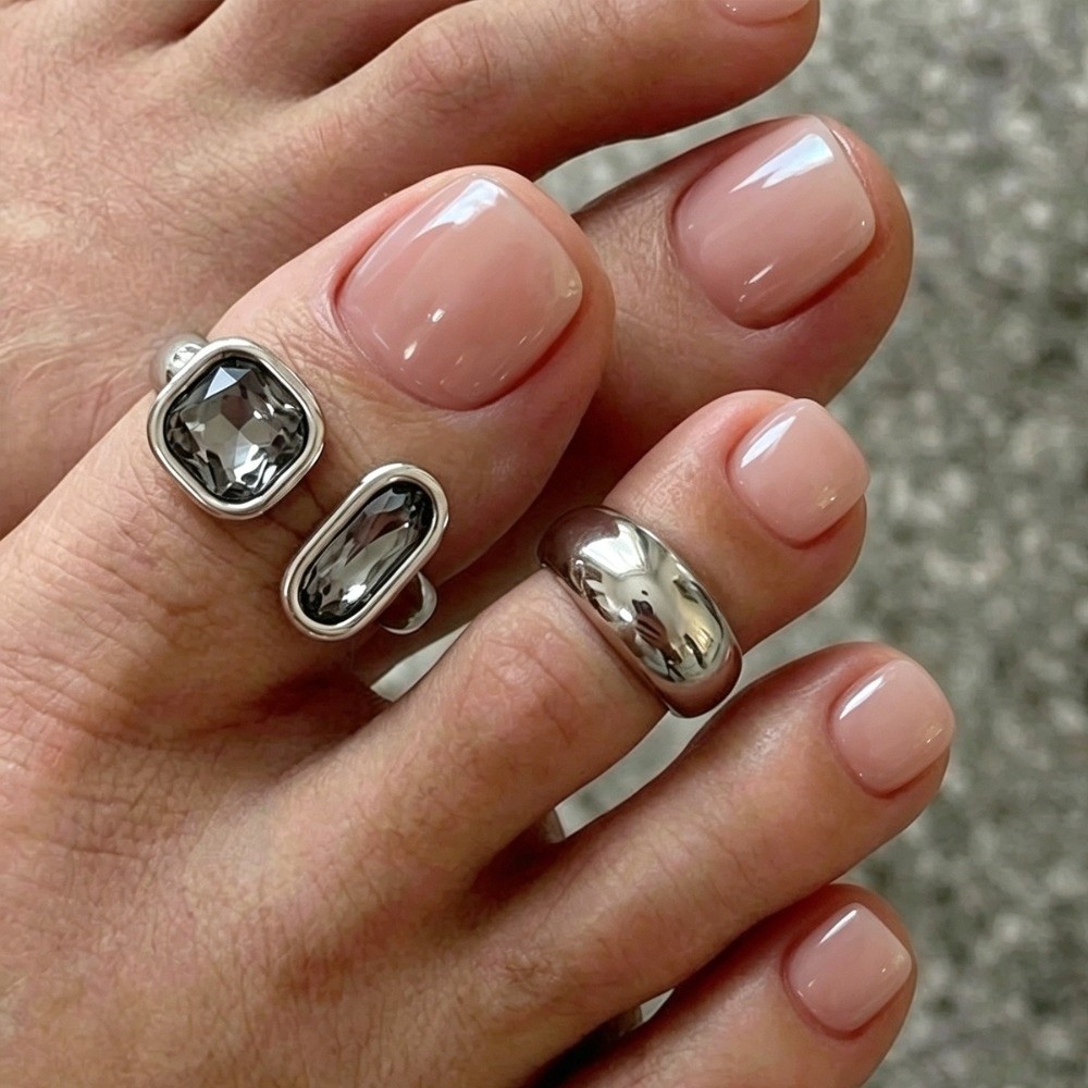 2Pcs/set Light Lux Toe Ring Se - Body Jewelry Rings のレビューと価格