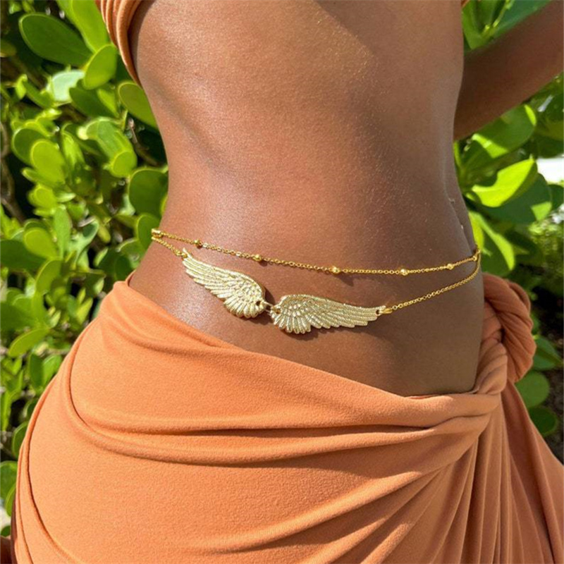 Lucky Angel Wings Belly Chains - Body Jewelry Gold のレビューと価格