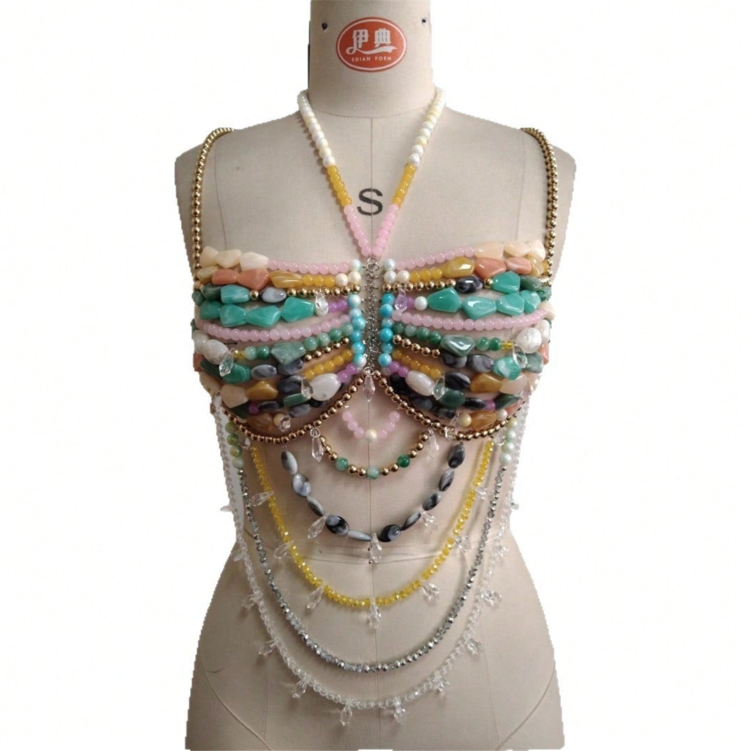 GLOSSMOON Handmade Beaded Vest - Body Jewelry Vest のレビューと価格