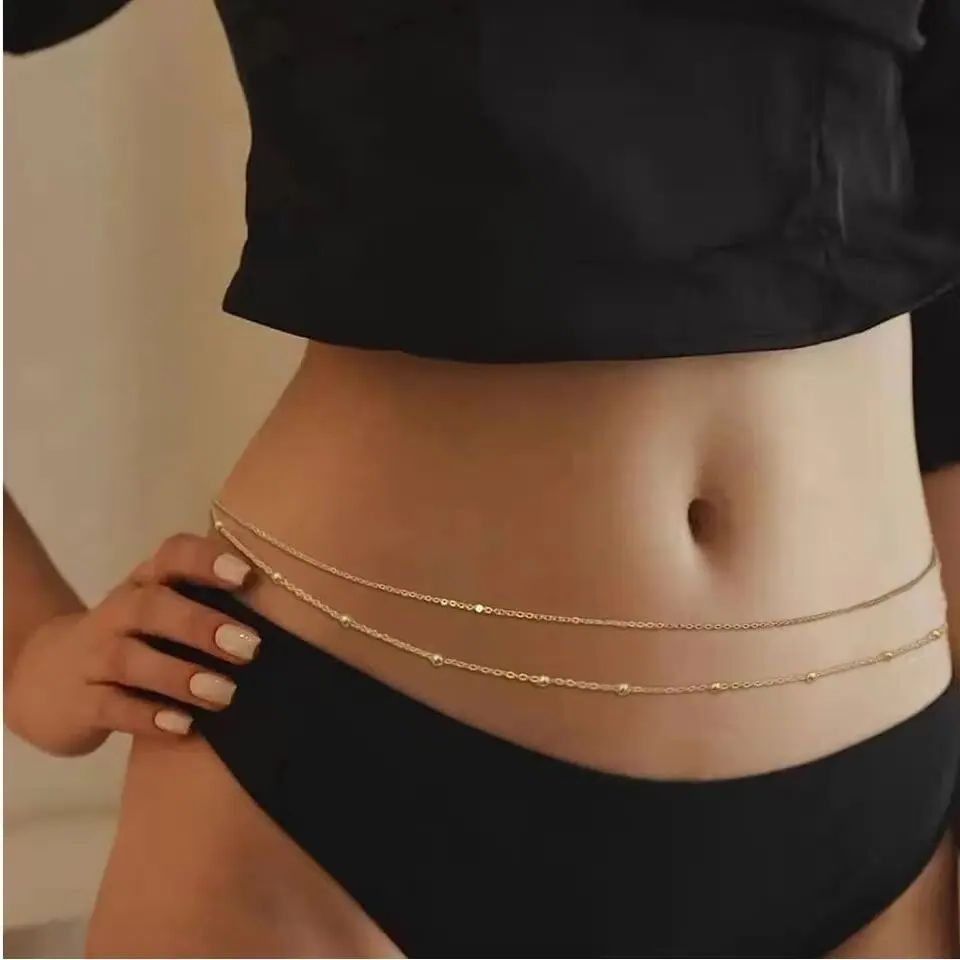 HipHop Double Layers Belly Cha - Body Jewelry Gold のレビューと価格