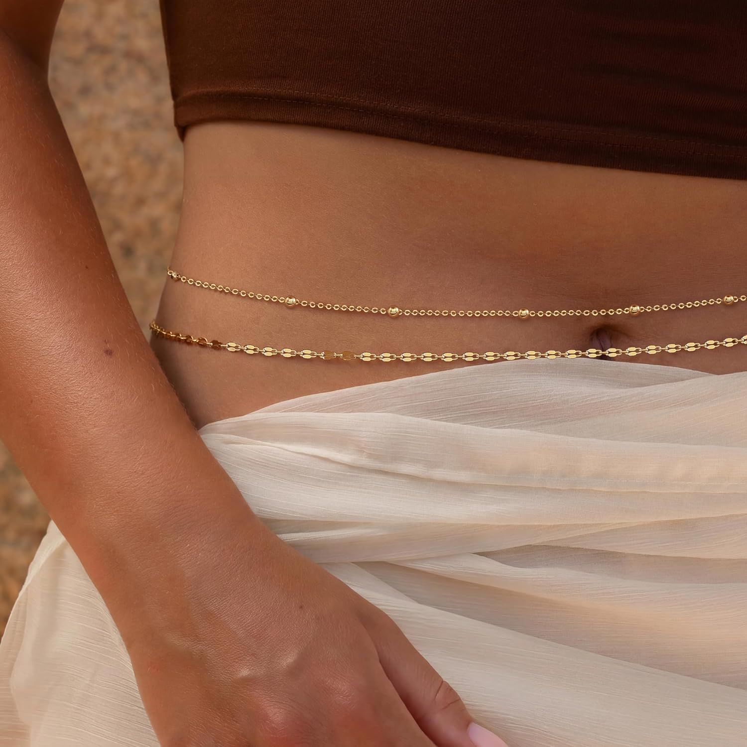 14K Gold Plated Waist Chain Wo - Body Jewelry Gold のレビューと価格