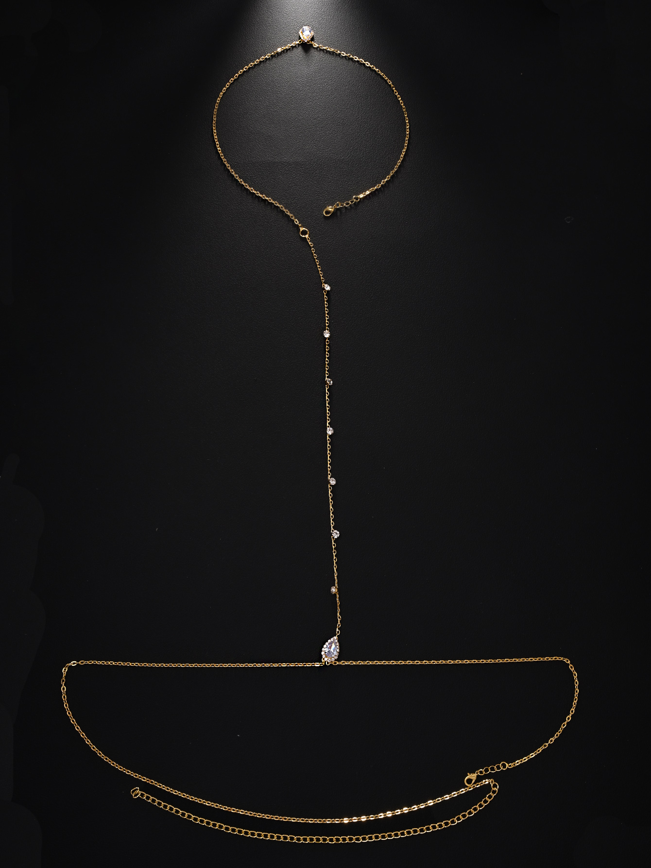 Back Body Chain Zircon Spine C - Body Jewelry Back のレビューと価格